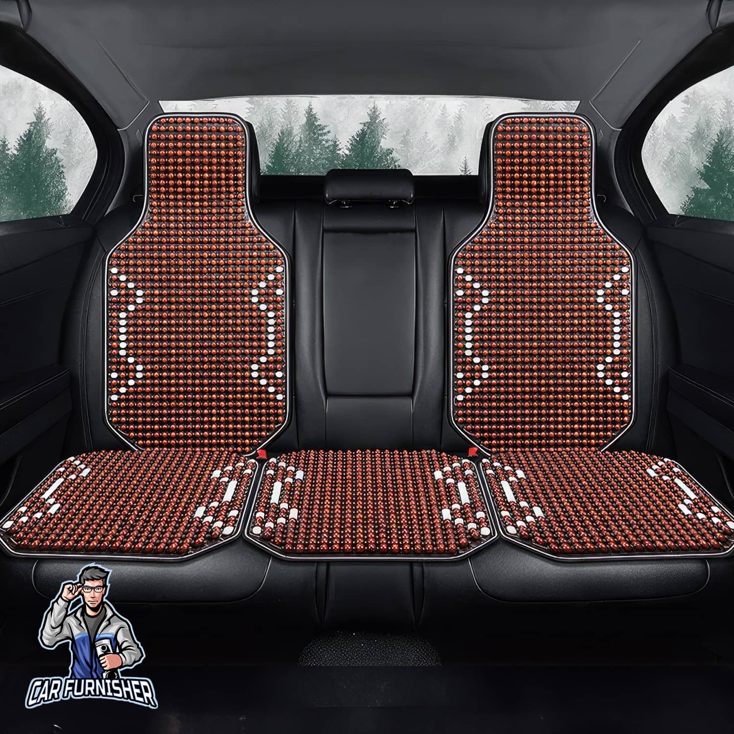 Car Seat Cover Real Wood Bamboo Beads (5 Colors)