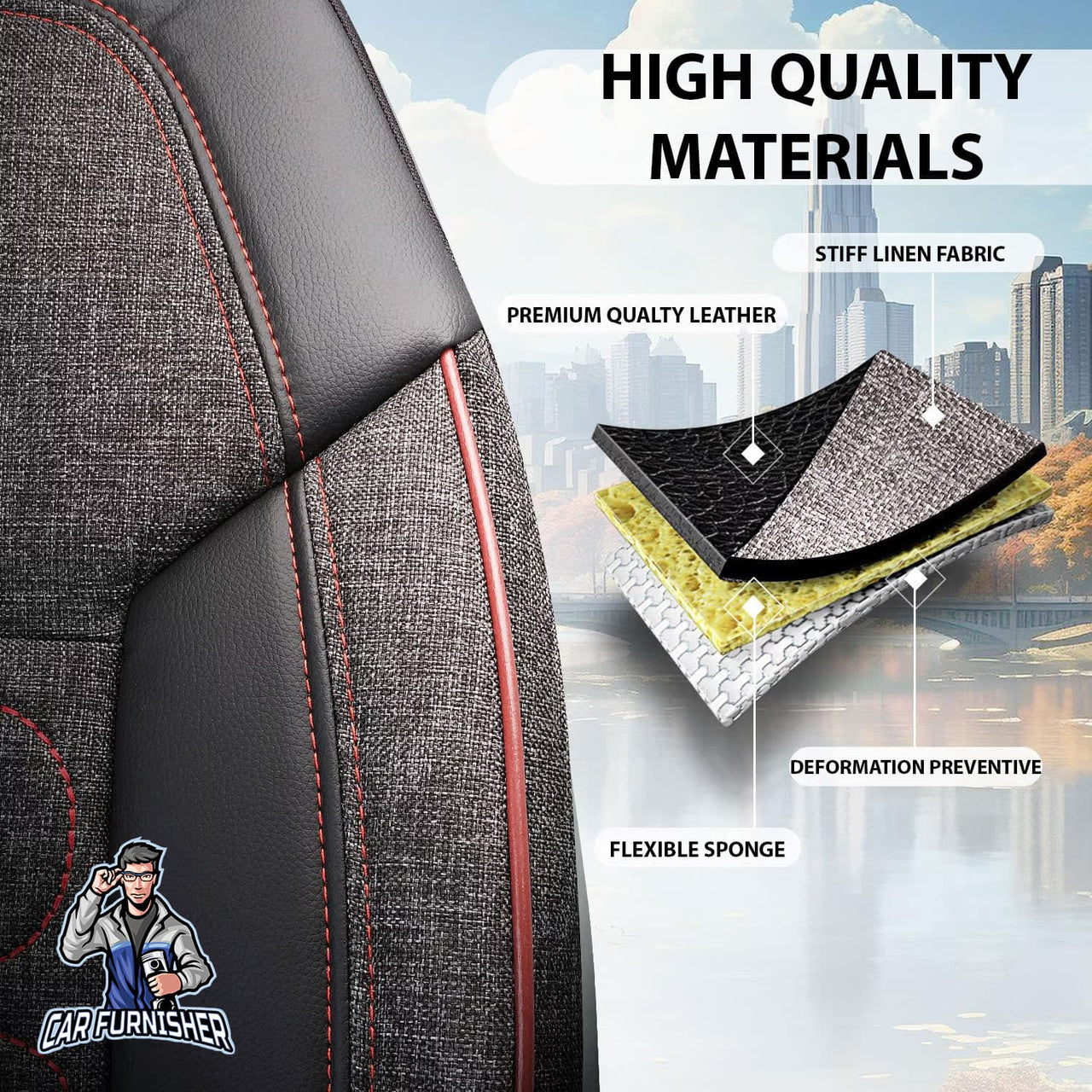 Skoda Rapid Seat Covers Atlanta Linen Fabric Design