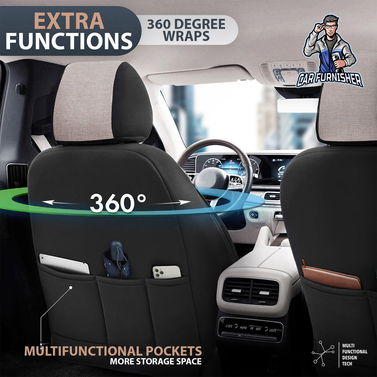 Skoda Kodiaq Seat Covers Swan Design