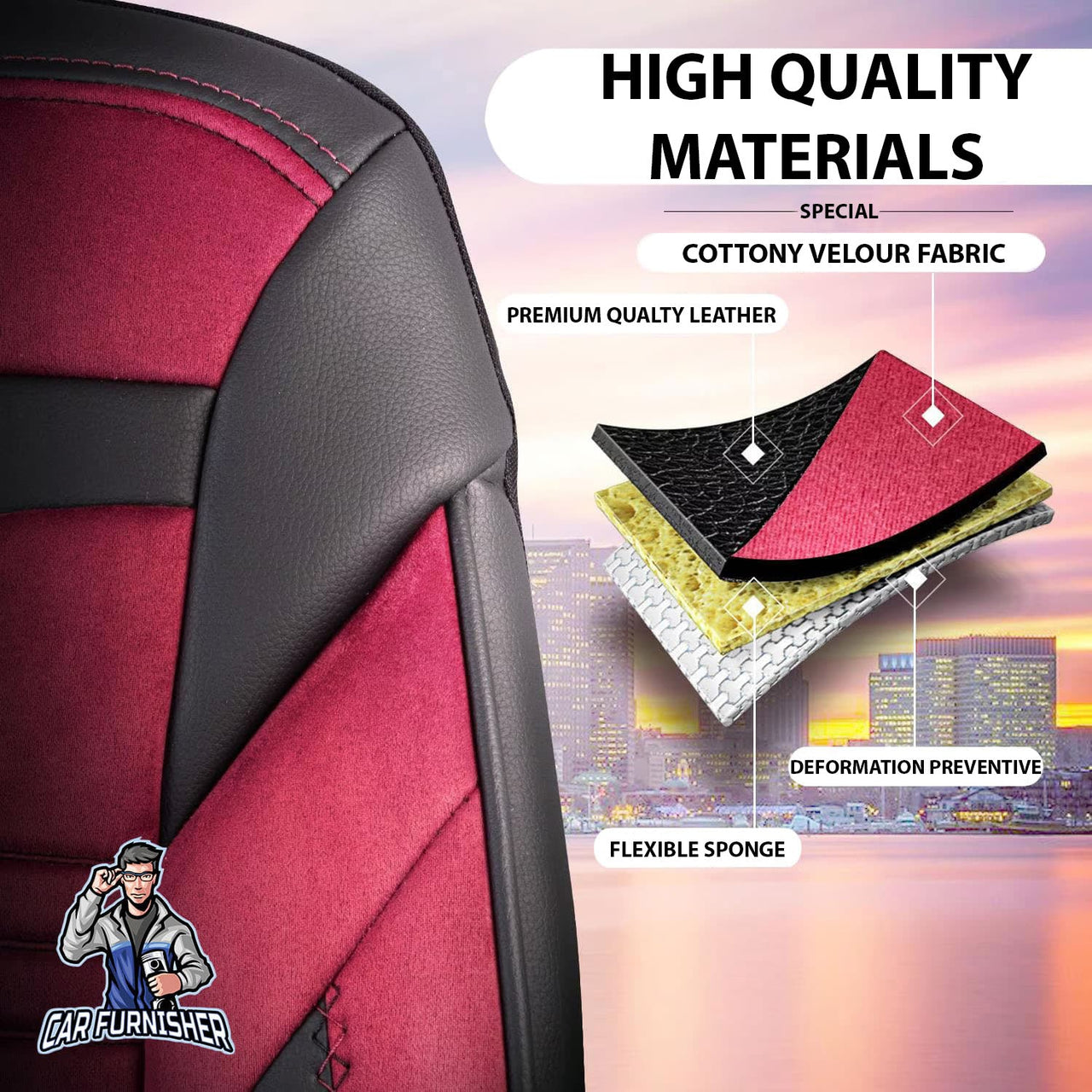Skoda Fabia Seat Covers Boston Velour Fabric Design