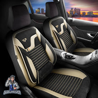 Thumbnail for Renault Megane Seat Covers Boston Velour Fabric Design Dark Beige 5 Seats + Headrests (Full Set) Leather & Velour Fabric