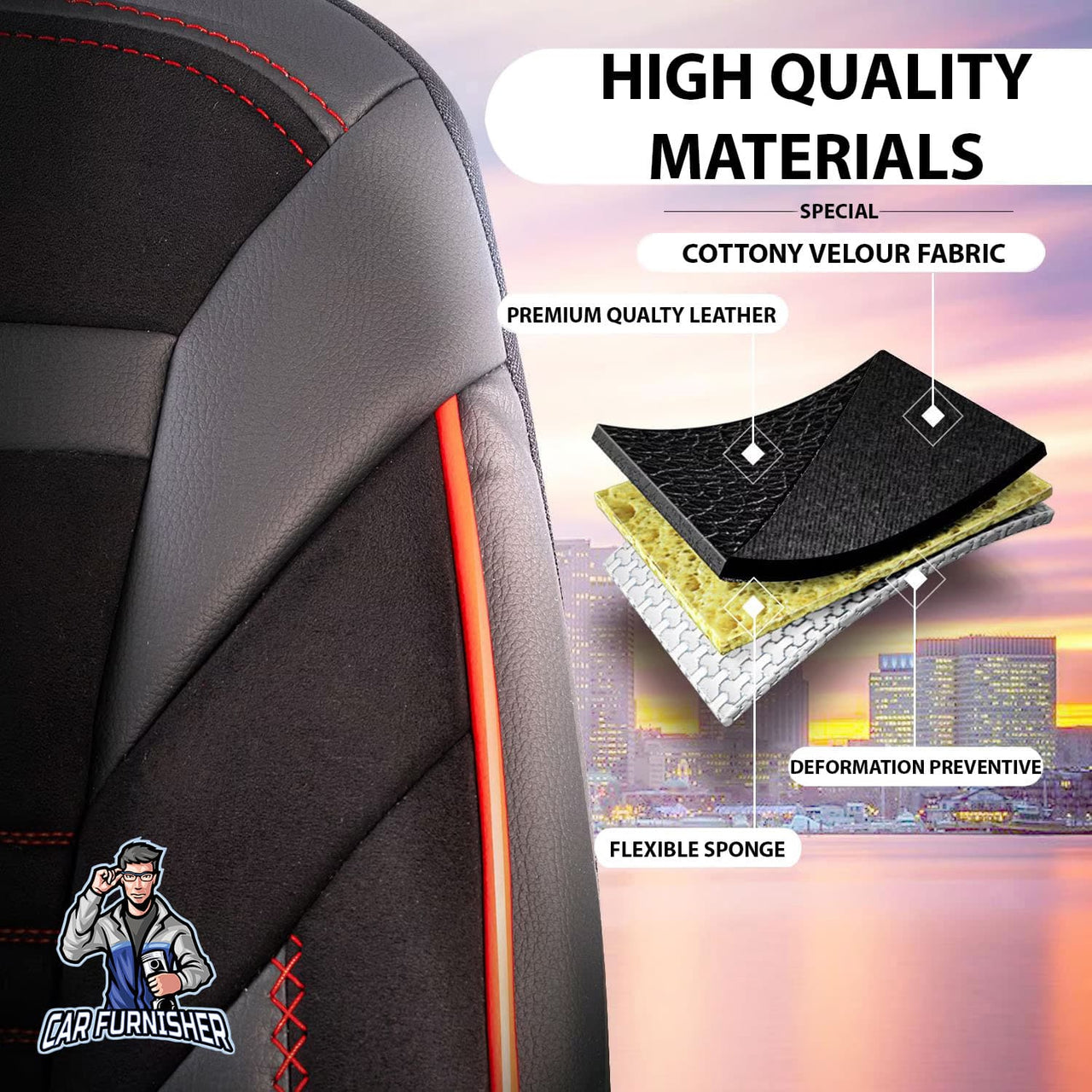 Skoda Rapid Seat Covers Boston Velour Fabric Design
