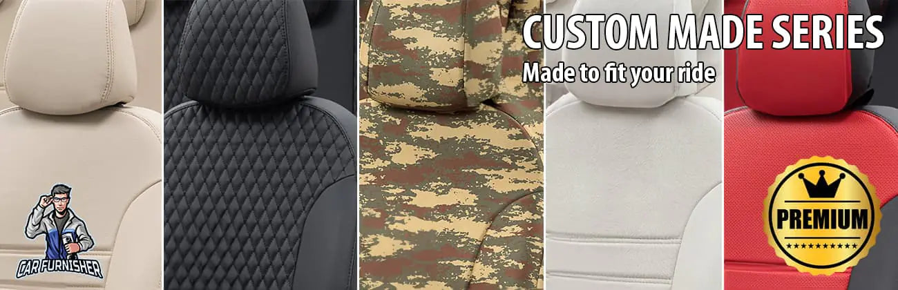 Elegant car seat covers in a sophisticated vehicle interior.