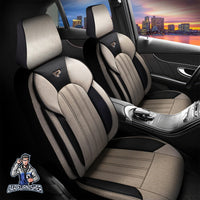 Thumbnail for Skoda Superb Seat Covers Marseille Design Beige 5 Seats + Headrests (Full Set) Leather & Linen Fabric