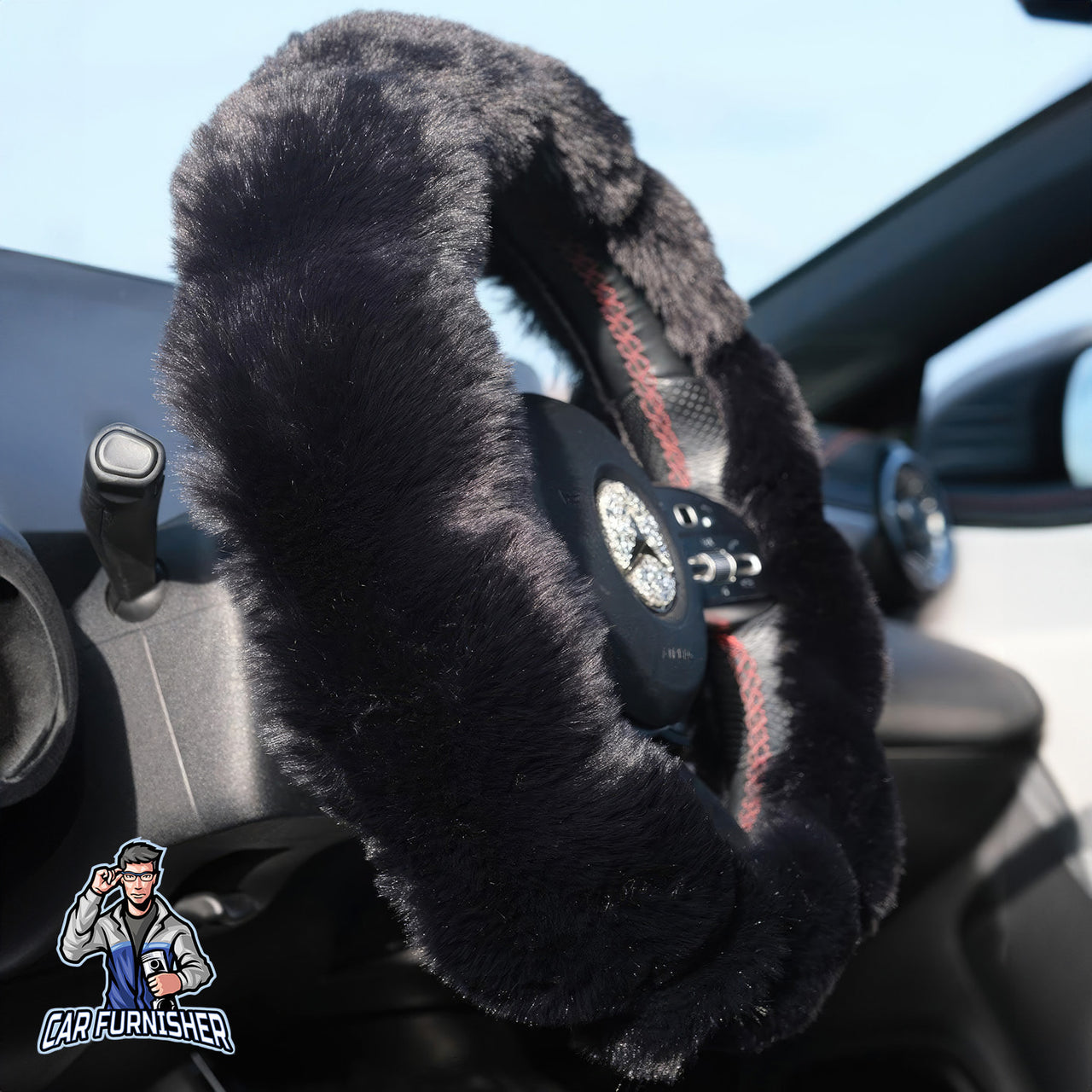 Steering Wheel Cover - Plush Daisy Design