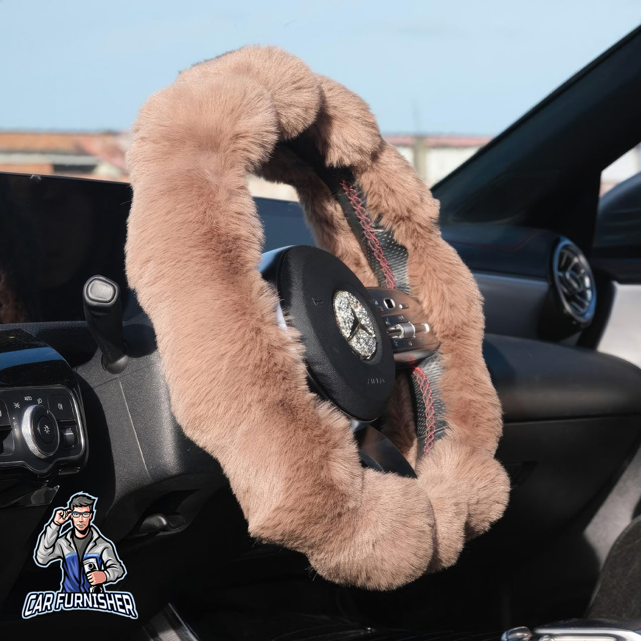 Steering Wheel Cover - Plush Daisy Design