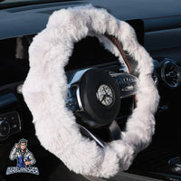 Thumbnail for Steering Wheel Cover - Plush Daisy Design White Fabric