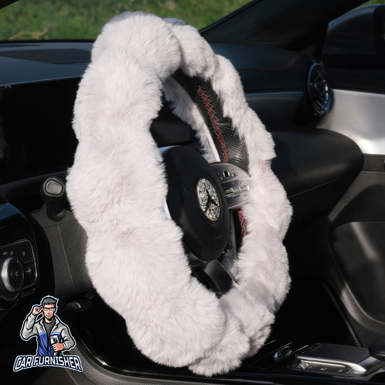 Steering Wheel Cover - Plush Daisy Design