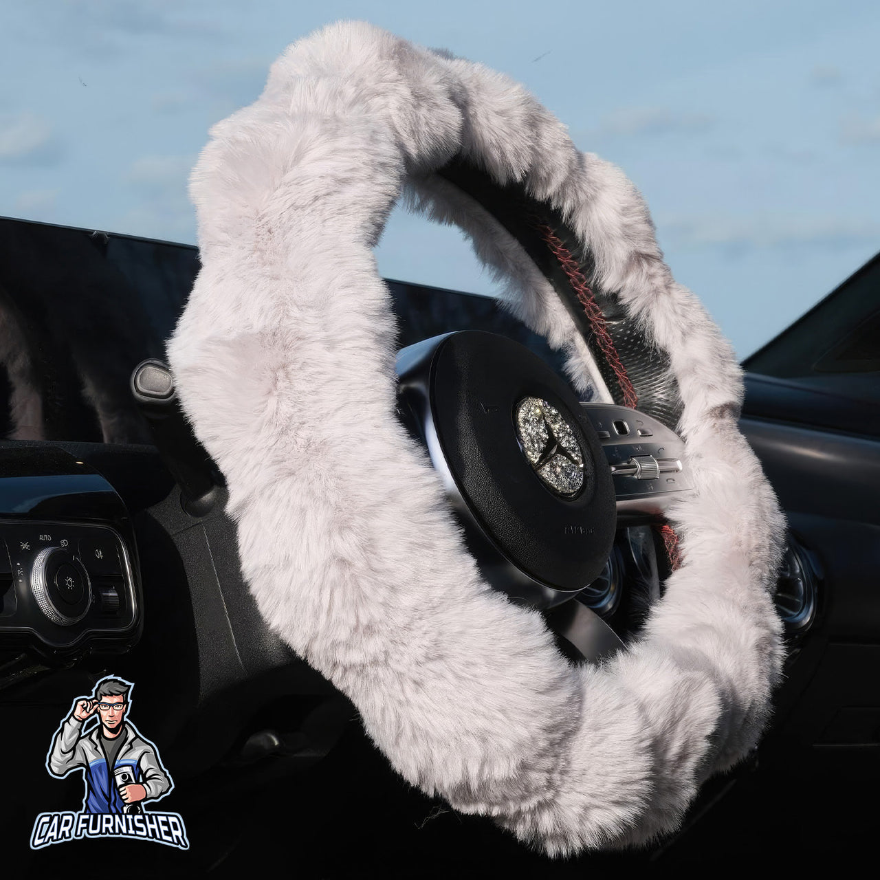 Steering Wheel Cover - Plush Daisy Design