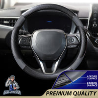 Thumbnail for Steering Wheel Cover - Leather & Carbon Smoked Leather & Carbonfiber