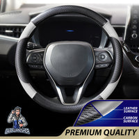 Thumbnail for Steering Wheel Cover - Leather & Carbon White Leather & Carbonfiber