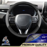 Thumbnail for Steering Wheel Cover - Perforated Leather & Velour Fabric Gray Leather & Fabric