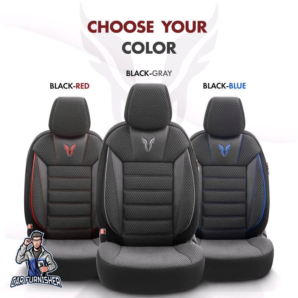 Luxury Car Seat Cover Set (3 Colors) | Toro Performance Series Blue Leather & Fabric