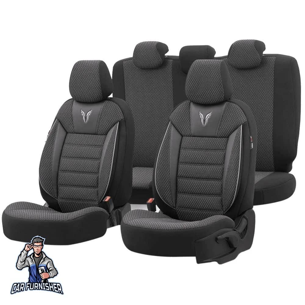 Luxury Car Seat Cover Set (3 Colors) | Toro Performance Series Gray Leather & Fabric
