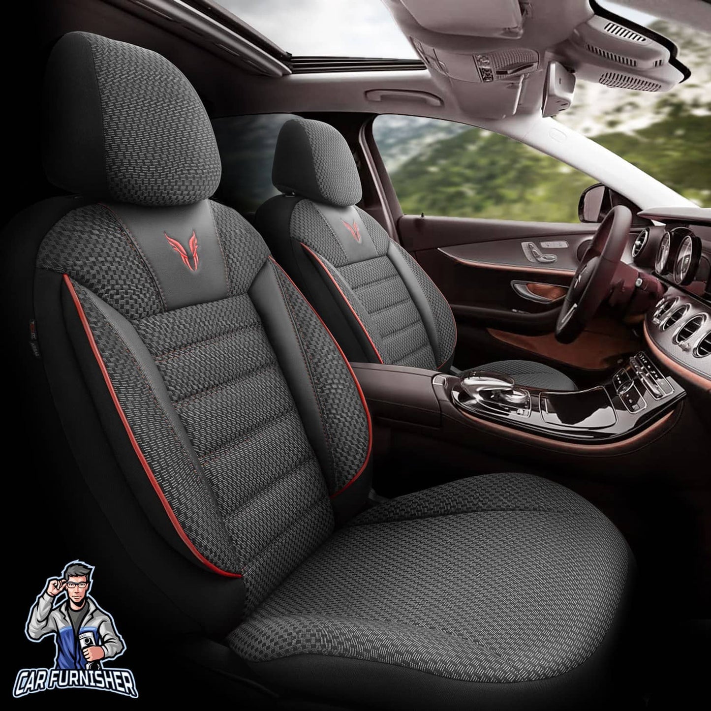 Luxury Car Seat Cover Set (3 Colors) | Toro Performance Series Red Leather & Fabric