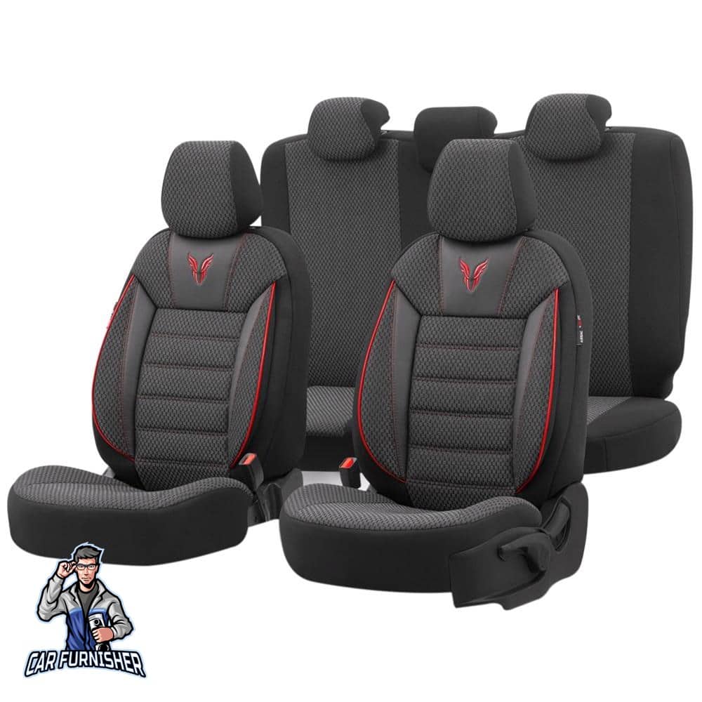 Luxury Car Seat Cover Set (3 Colors) | Toro Performance Series Red Leather & Fabric
