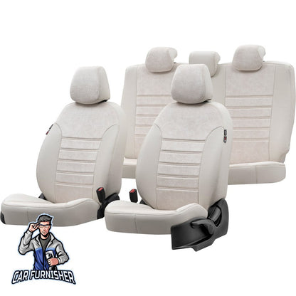 Dacia Logan Seat Covers Milano Suede Design Ivory Leather & Suede Fabric
