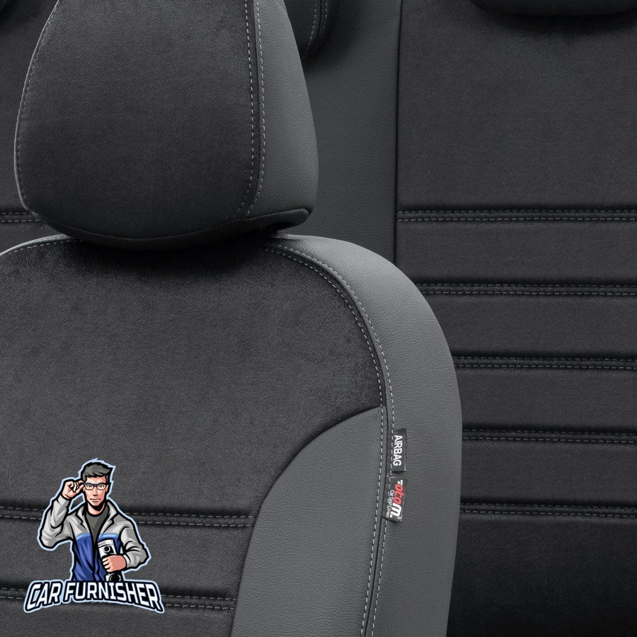 Dacia Logan Seat Covers Milano Suede Design Black Leather & Suede Fabric