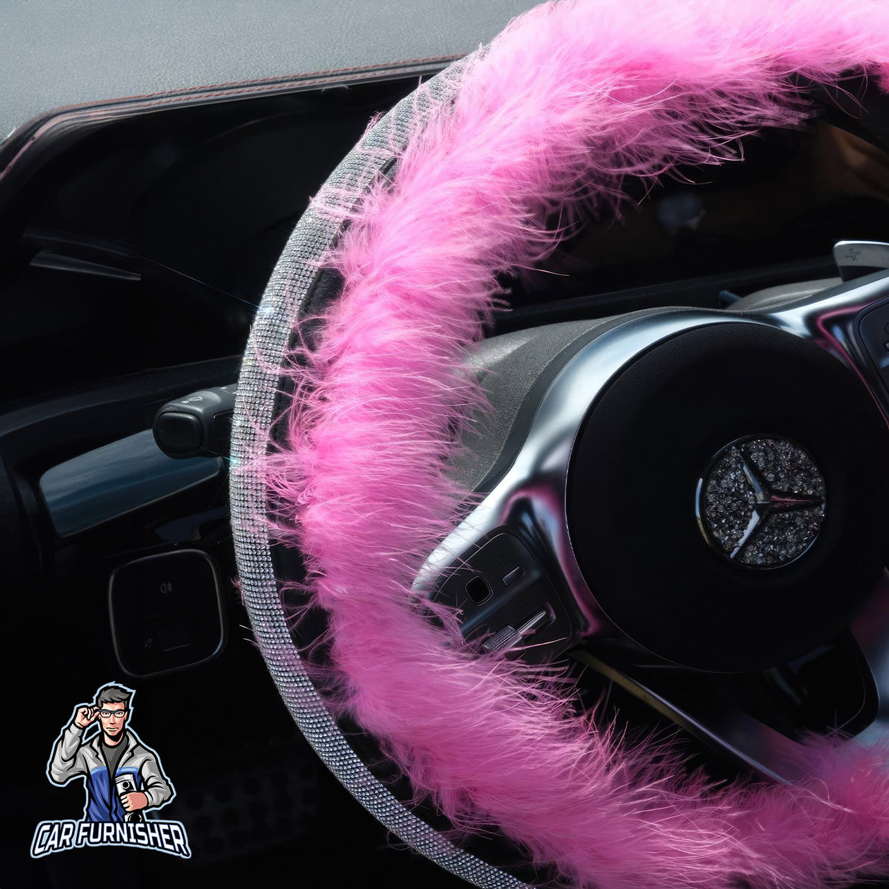 Sparkling Luxury Soft Feather Steering Wheel Cover | Swarovski