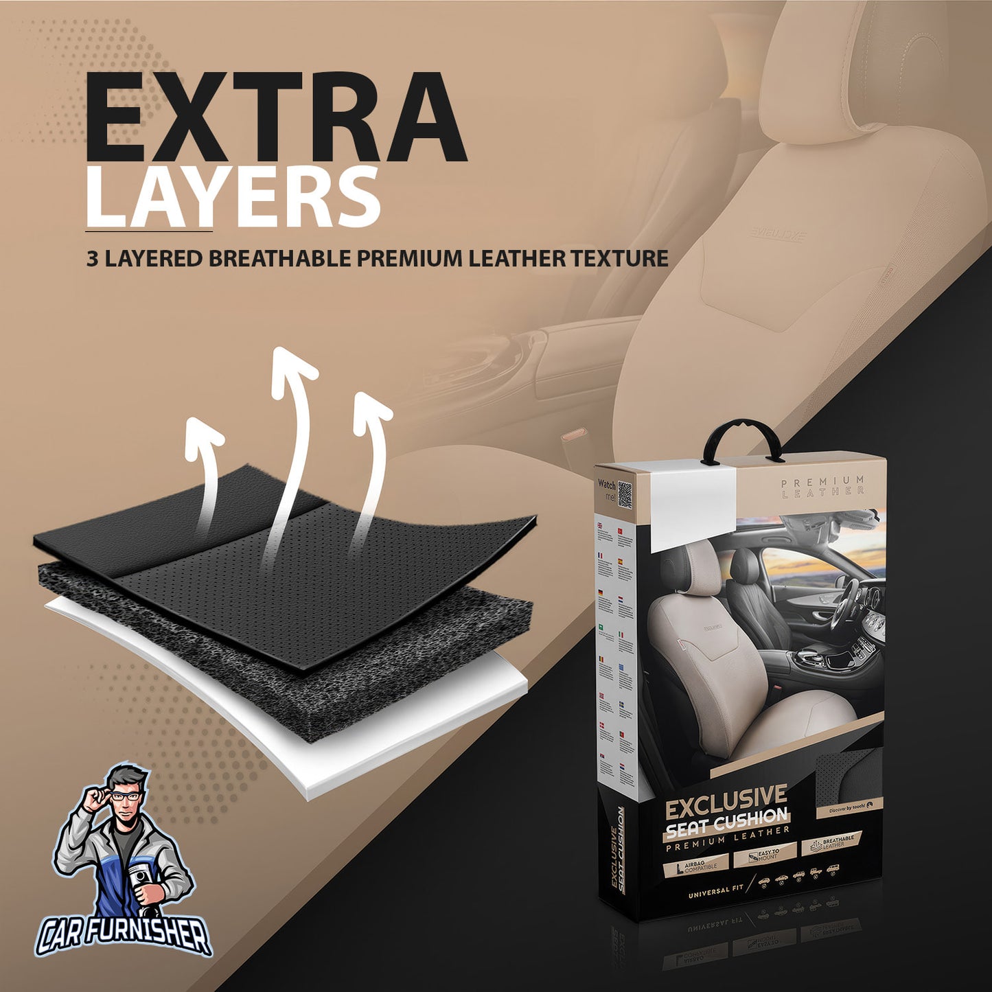 Car Seat Protector - Exclusive Leather Design Black Leather & Fabric