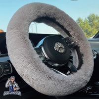 Thumbnail for Fluffy Plush Steering Wheel Cover | Extra Soft Gray Fabric