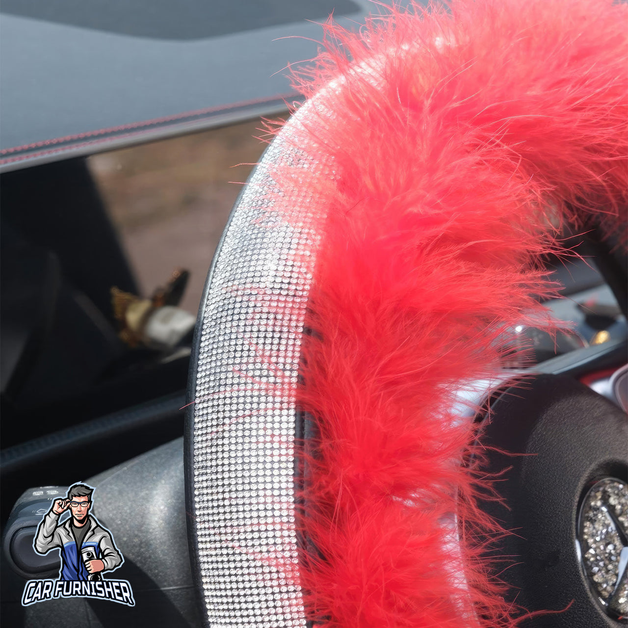 Sparkling Luxury Soft Feather Steering Wheel Cover | Swarovski