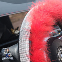 Thumbnail for Sparkling Luxury Soft Feather Steering Wheel Cover | Swarovski