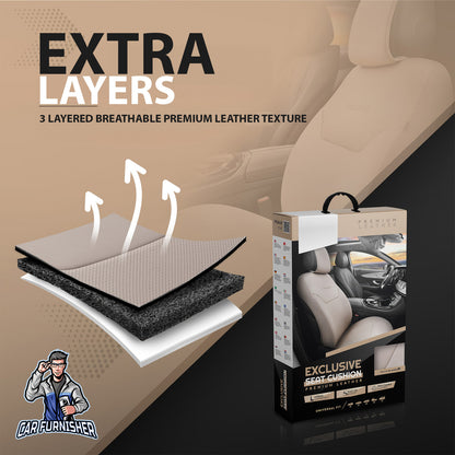 Car Seat Protector - Exclusive Leather Design Beige Leather & Fabric