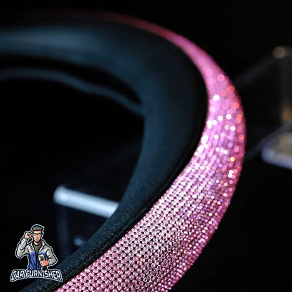 Sparkling Luxury Bling Steering Wheel Cover | Swarovski Crystals Pink Leather & Fabric