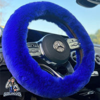 Thumbnail for Fluffy Plush Steering Wheel Cover | Extra Soft Blue Fabric