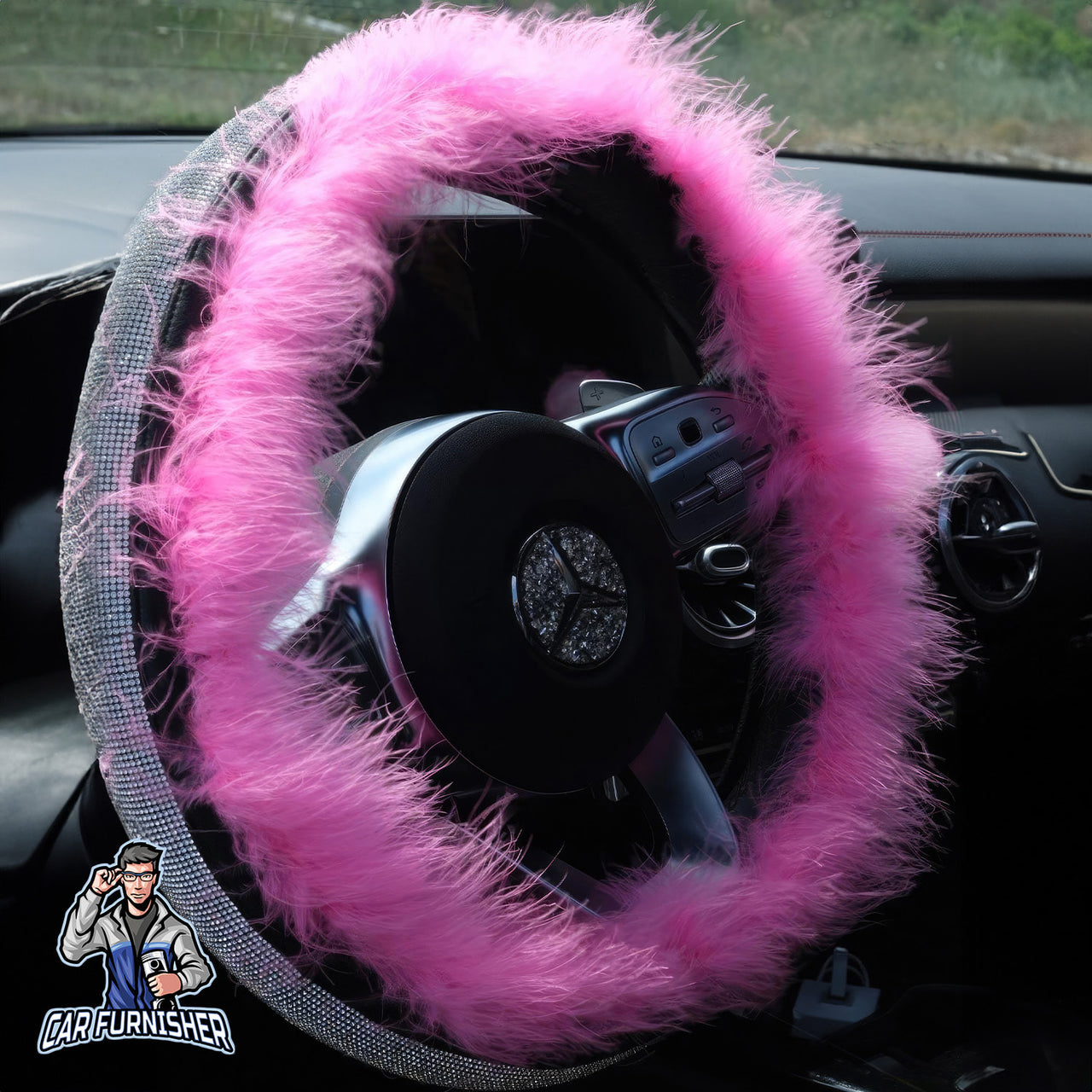 Sparkling Luxury Soft Feather Steering Wheel Cover | Swarovski