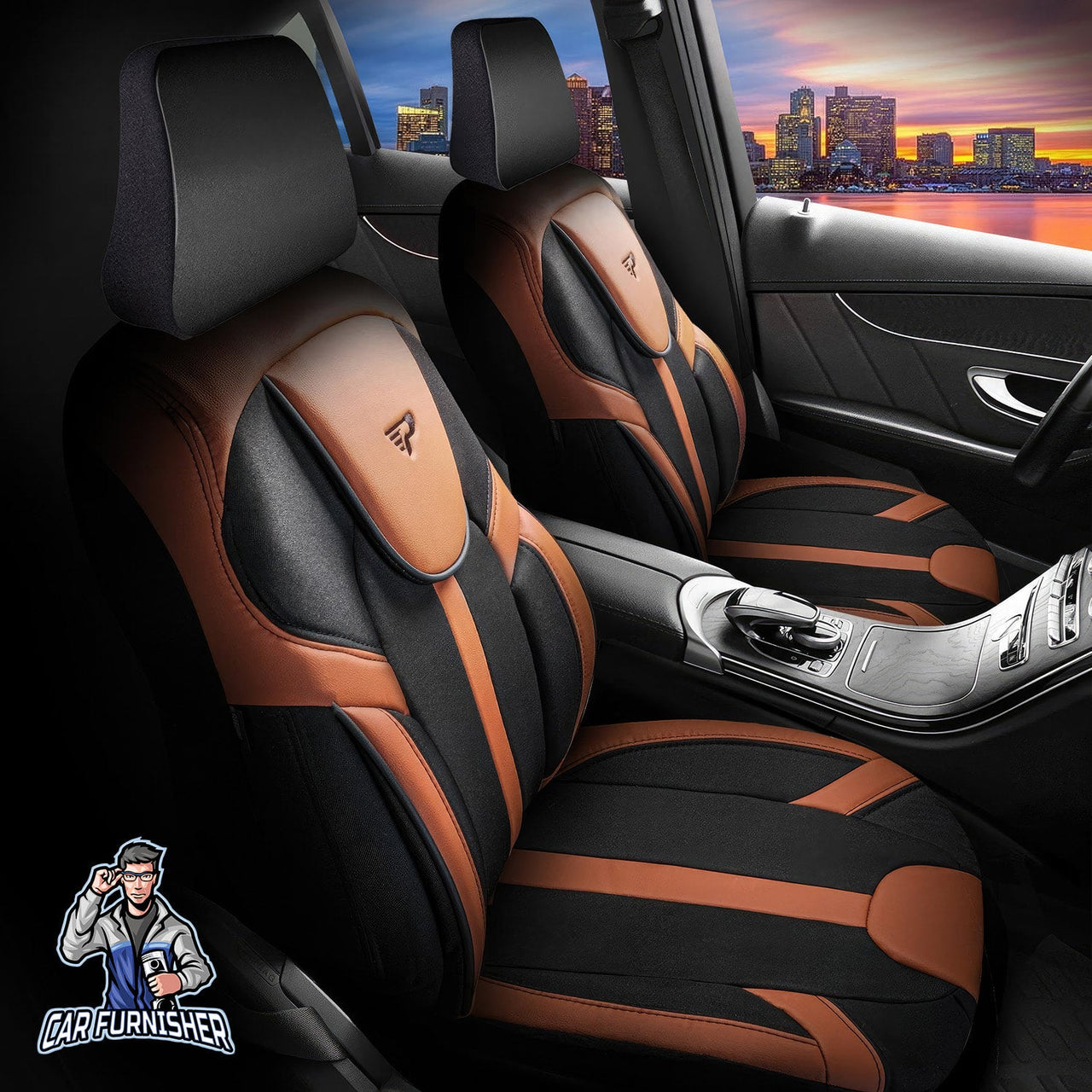 Volkswagen Jetta Seat Covers Cappadocia Design Brown 5 Seats + Headrests (Full Set) Leather & Jacquard Fabric