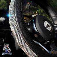 Thumbnail for Sparkling Luxury Bling Steering Wheel Cover | Swarovski Crystals Silver Leather & Fabric