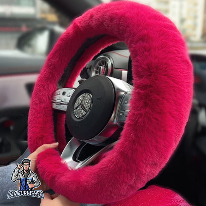 Fluffy Plush Steering Wheel Cover | Extra Soft Fuchsia Fabric