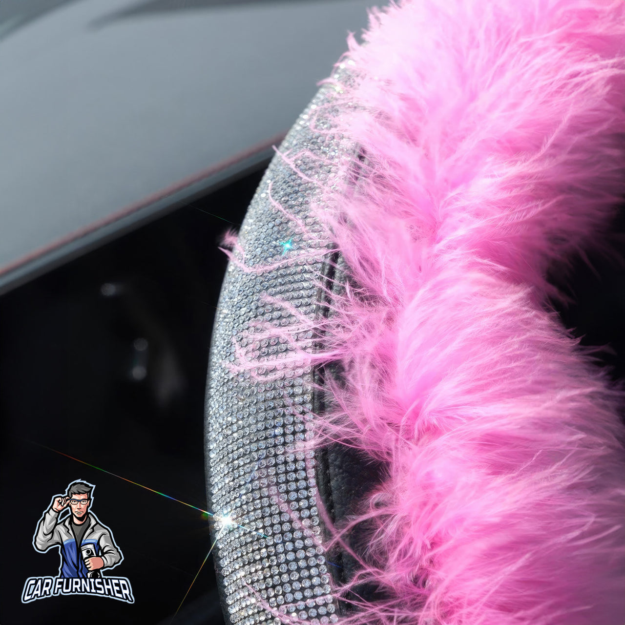 Sparkling Luxury Soft Feather Steering Wheel Cover | Swarovski