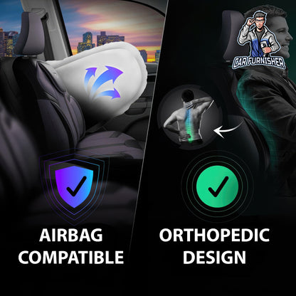 Car Seat Cover Set - Cappadocia Design Smoked 5 Seats + Headrests (Full Set) Leather & Jacquard Fabric