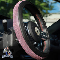 Thumbnail for Sparkling Luxury Bling Steering Wheel Cover | Swarovski Crystals Pink Leather & Fabric