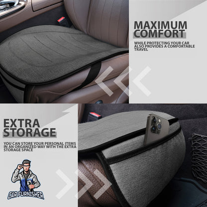 Car Seat Protector - Premium Linen Design Smoked 1x Front Seat Bottom Linen Fabric