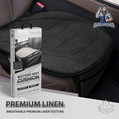 Car Seat Protector - Premium Linen Design Black 1x Front Seat Bottom Linen Fabric