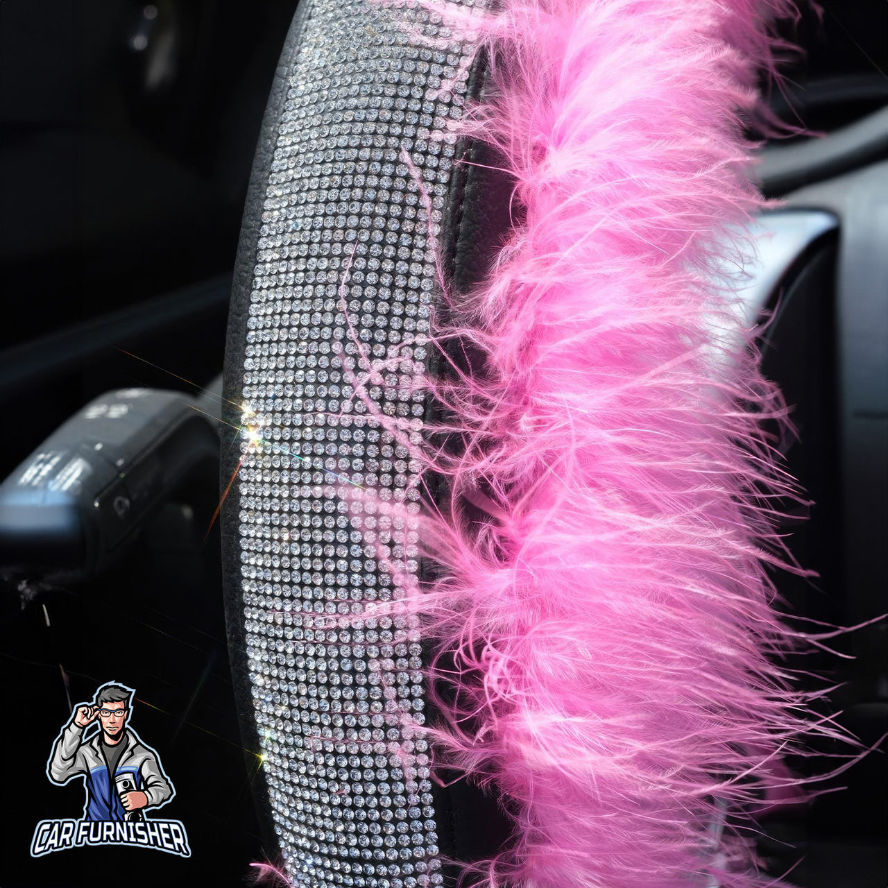 Sparkling Luxury Soft Feather Steering Wheel Cover | Swarovski