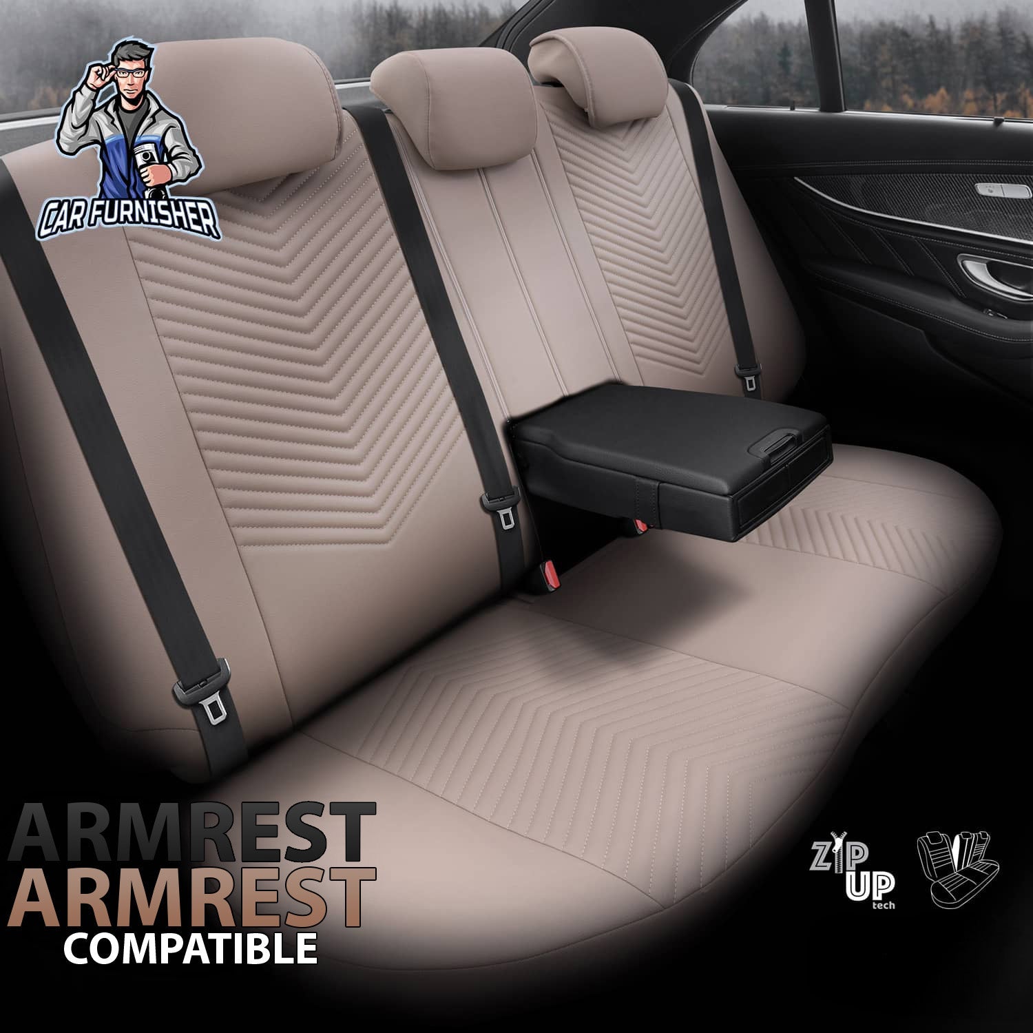 Volkswagen Jetta Seat Covers Advanced Design Beige 5 Seats + Headrests (Full Set) Leather & Linen Fabric