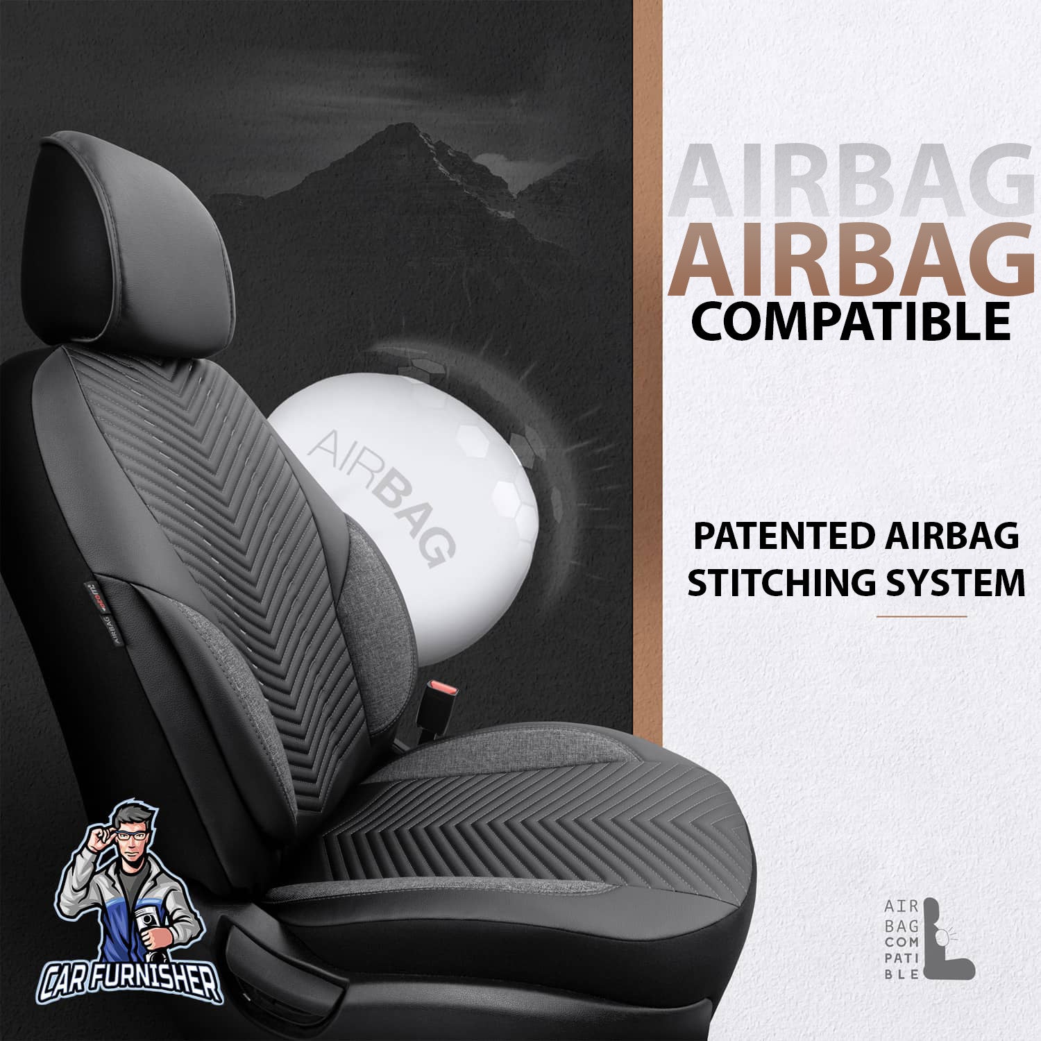 Car Seat Cover Set - Advanced Design Smoked 5 Seats + Headrests (Full Set) Leather & Linen Fabric