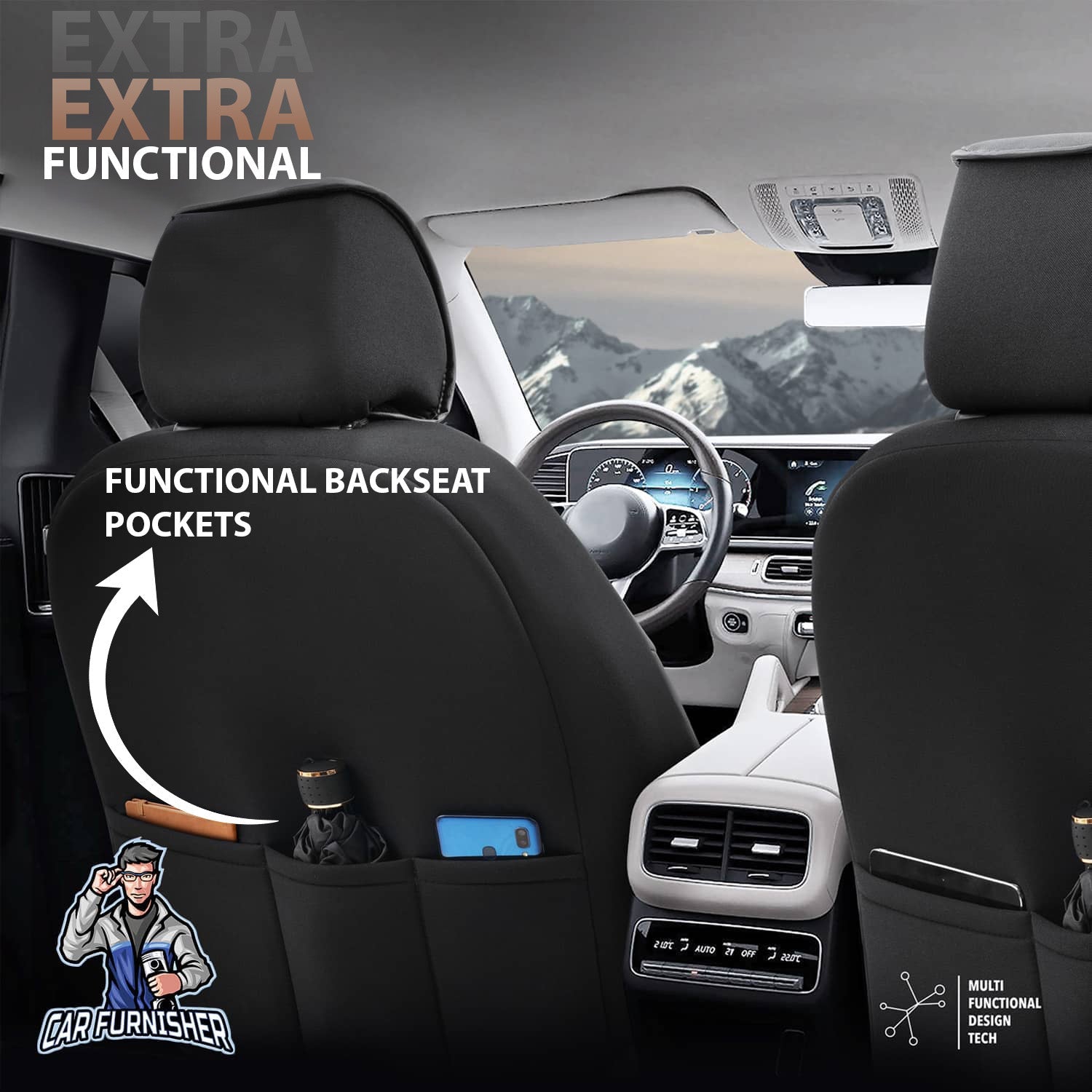 Volkswagen Jetta Seat Covers Advanced Design Orange 5 Seats + Headrests (Full Set) Leather & Linen Fabric