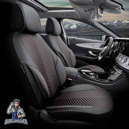 Volkswagen Jetta Seat Covers Advanced Design Dark Red 5 Seats + Headrests (Full Set) Leather & Linen Fabric
