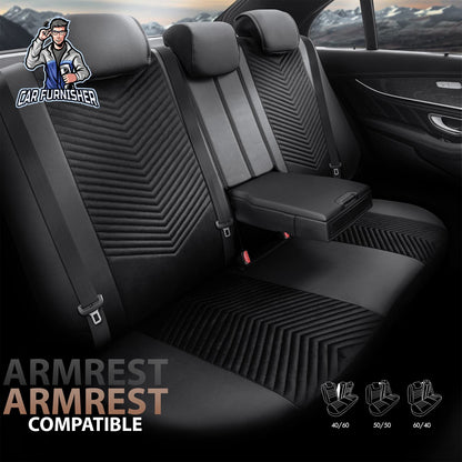 Volkswagen Jetta Seat Covers Advanced Babyface Design Black 5 Seats + Headrests (Full Set) Leather & Suede Fabric