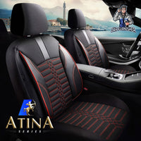 Thumbnail for Volkswagen Jetta Seat Covers Athens Design Dark Red 5 Seats + Headrests (Full Set) Leather & Jacquard Fabric