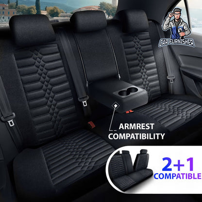 Volkswagen Jetta Seat Covers Athens Design Gray 5 Seats + Headrests (Full Set) Leather & Jacquard Fabric