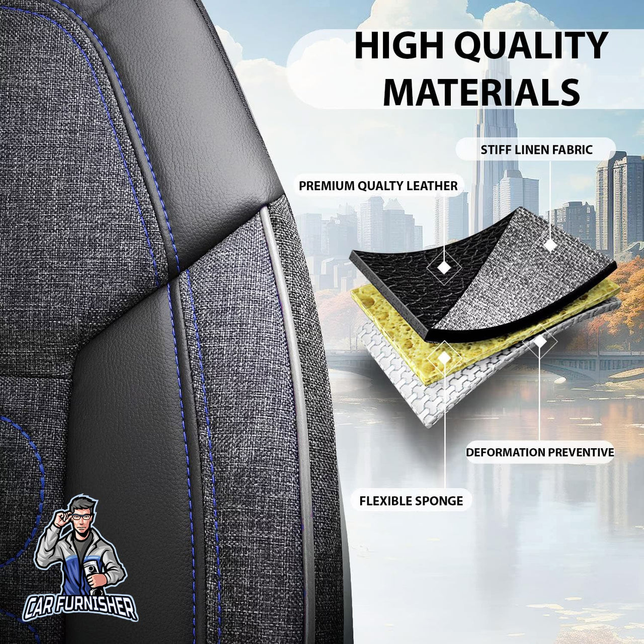 Hyundai Maxcruz Seat Covers Atlanta Linen Fabric Design