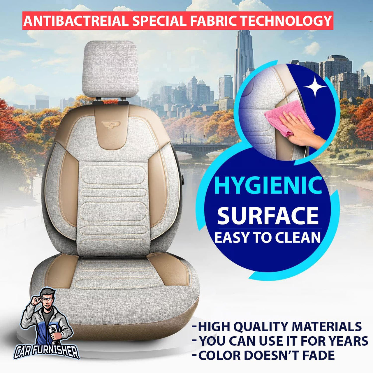 Tesla Model 3 Seat Covers Atlanta Linen Fabric Design