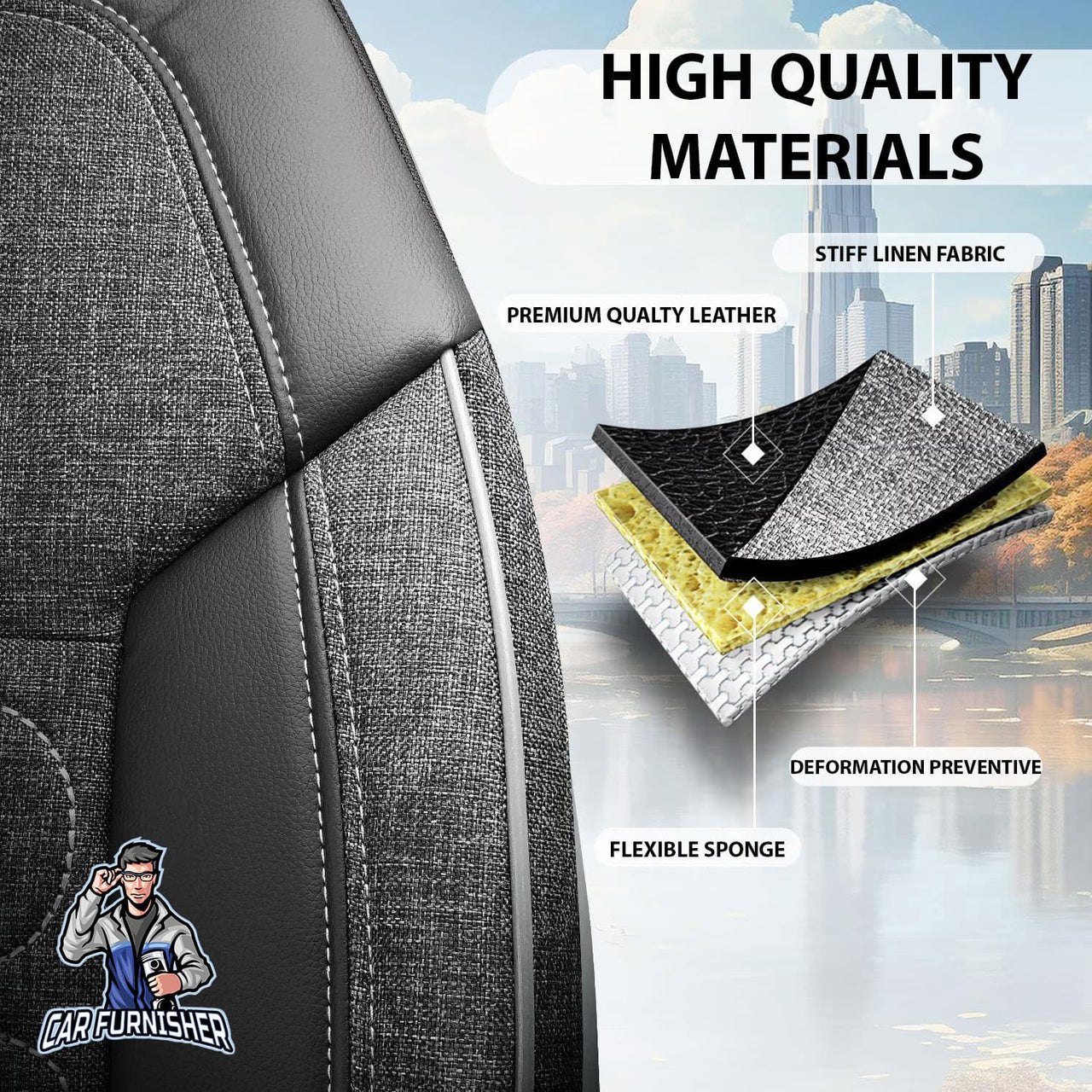 Tesla Model 3 Seat Covers Atlanta Linen Fabric Design